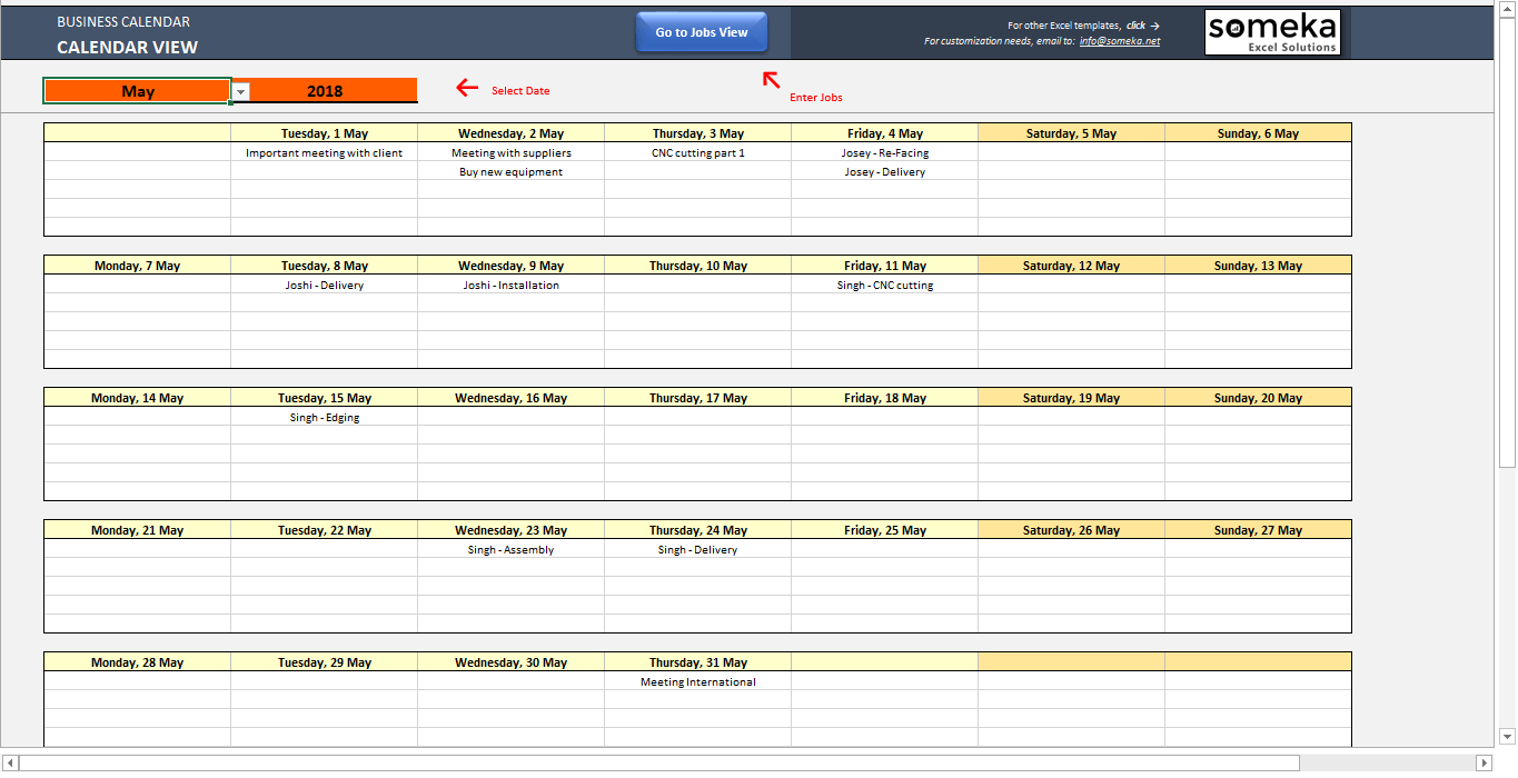 Automatic Schedule Planner from Excel List Spreadsheet Template