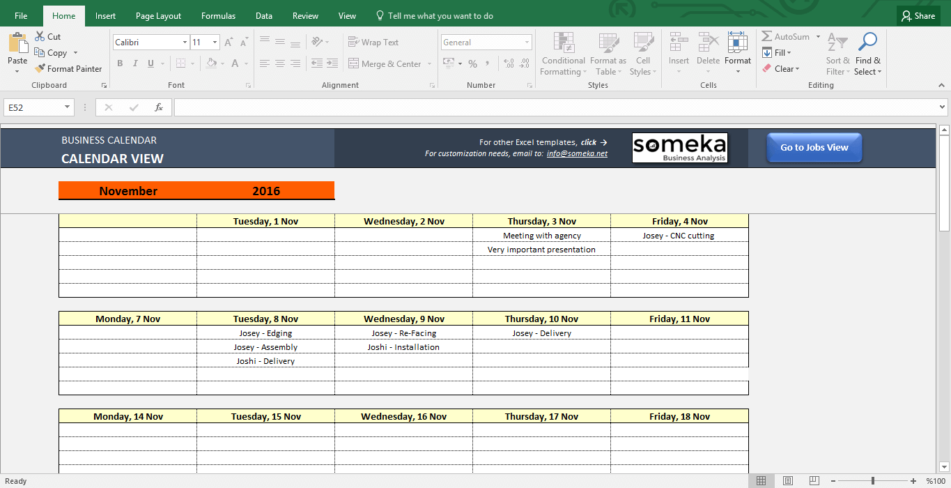 Automatic Schedule Planner from Excel List Spreadsheet Template