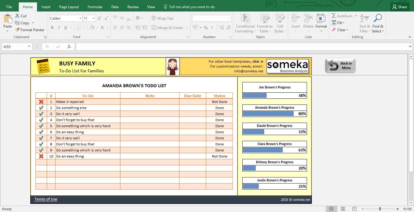 checklist in excel
