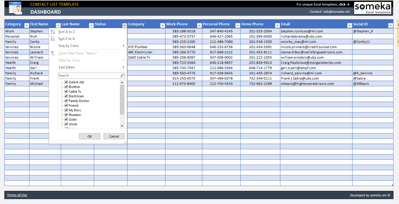 Free Excel Contact List Template  CRM Database Template Pertaining To Excel Spreadsheet Template For Small Business