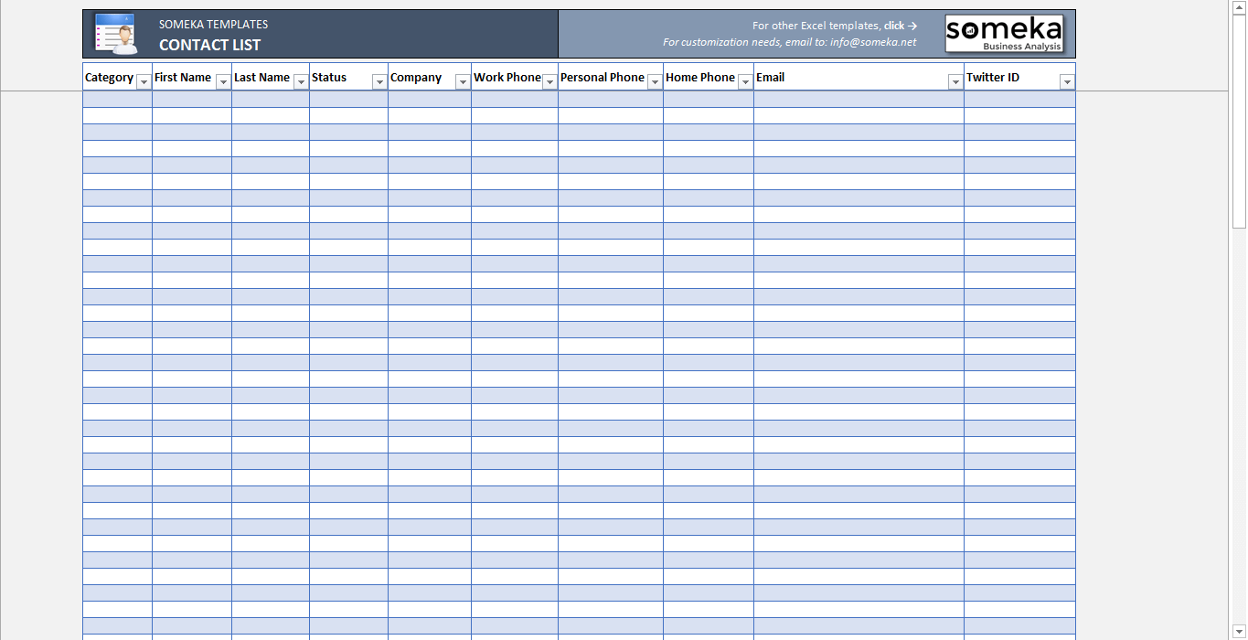 excel phone list