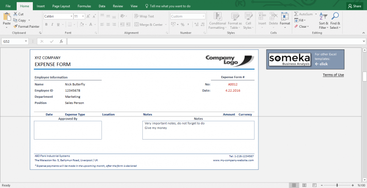 reimbursement form expense template for employees expense form