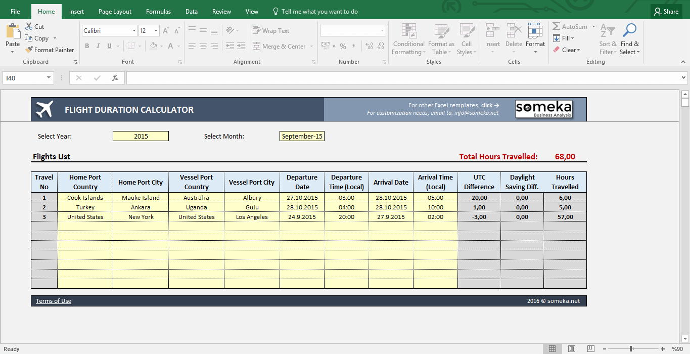 travel time calculator excel