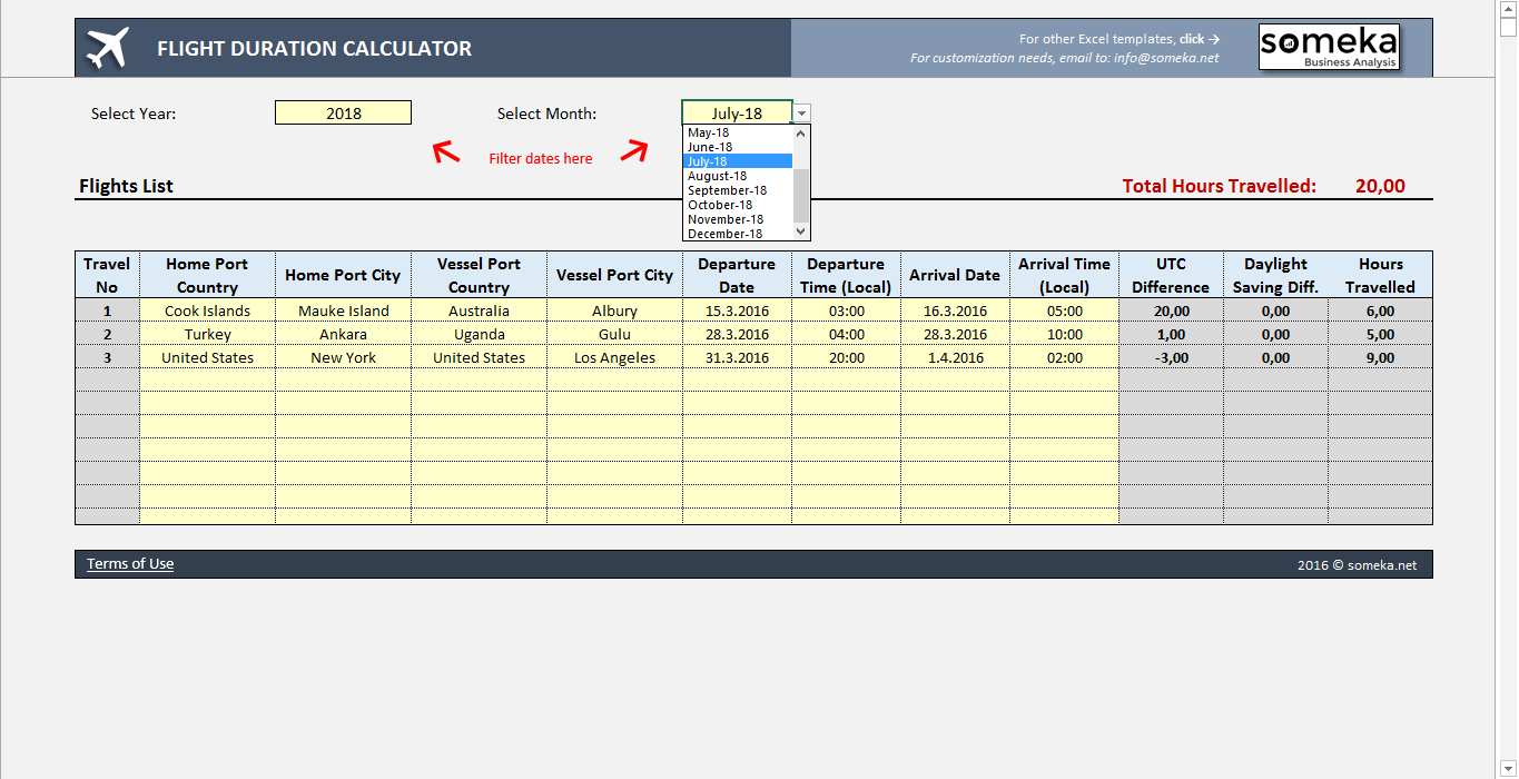 estimated flight durations