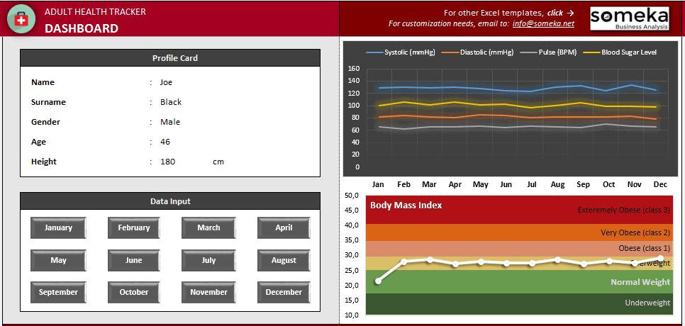 Bmi Calculator Health Tracker For Adults Excel Template