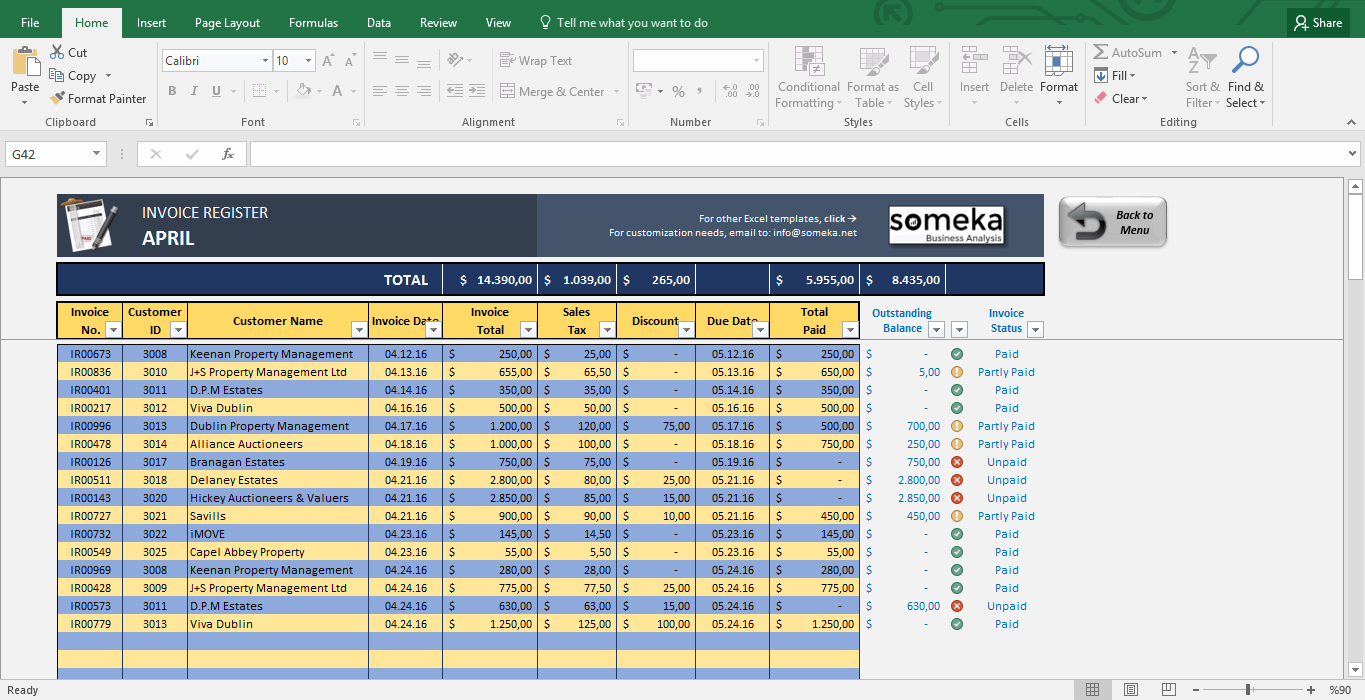 Invoice Tracker Free Excel Template For Small Business