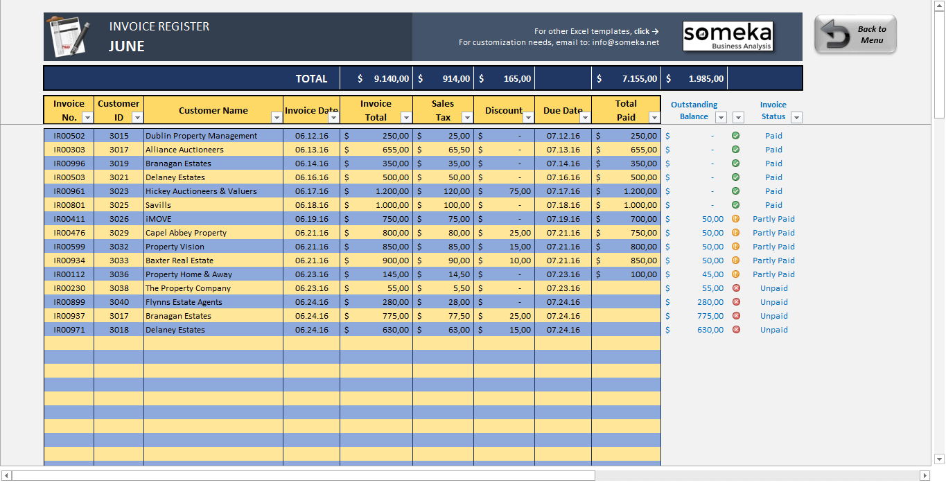 Invoice Tracker Template Excel