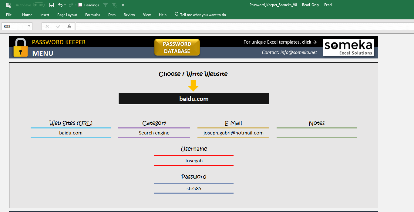 Password Keeper Free Password List Template in Excel Password Keeper Free Password List Template in Excel