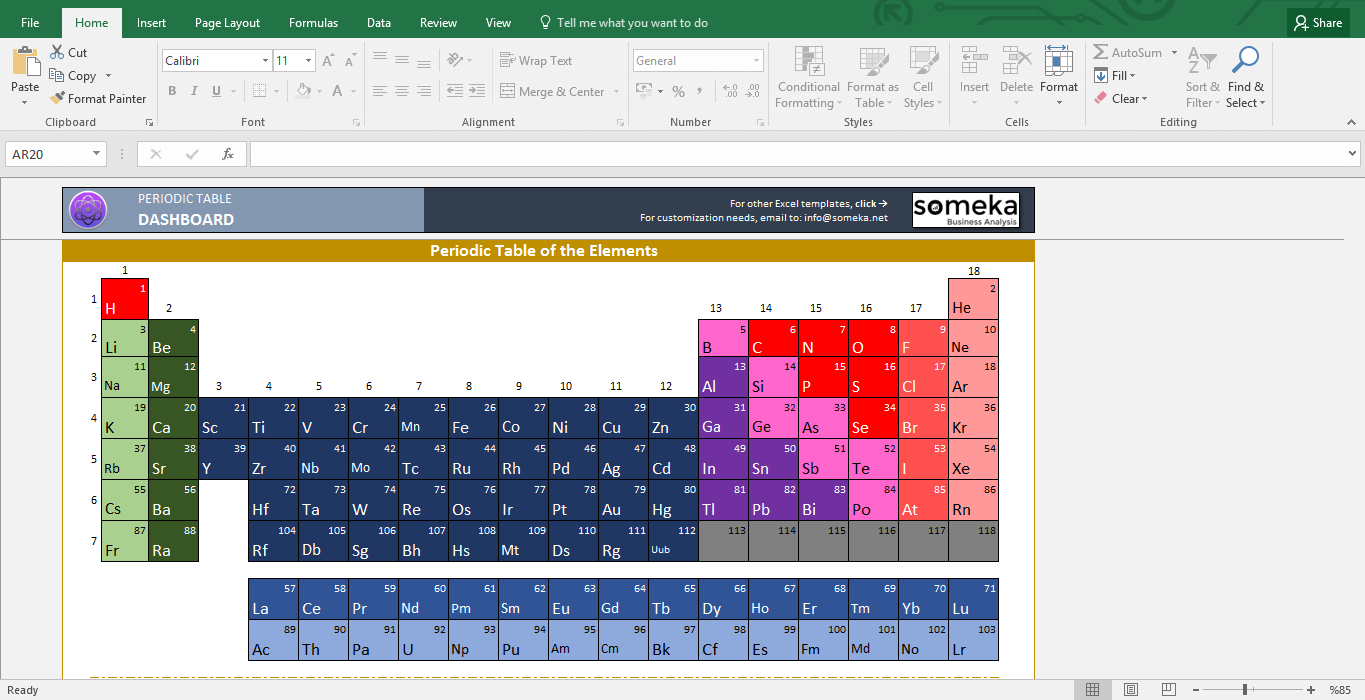 Periodic Table Excel Template 1