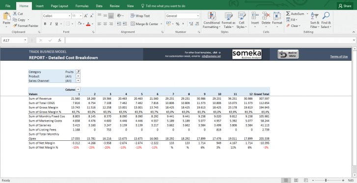 Trade Business Model - Feasibility Study Template in Excel - Template Screenshot Image 10 - Someka