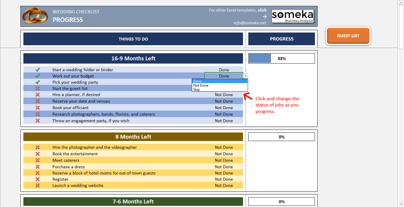 wedding checklist excel template for wedding planning