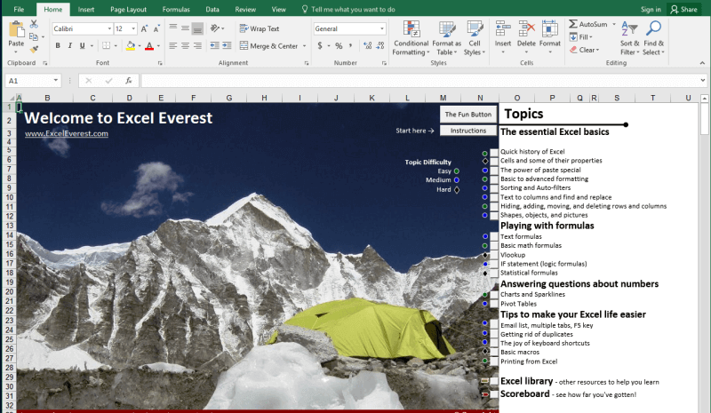 20 Excel Everest Interactive Education - Someka Blog