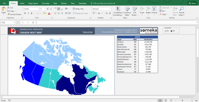 Canada Geographic Heat Map Generator Excel Template