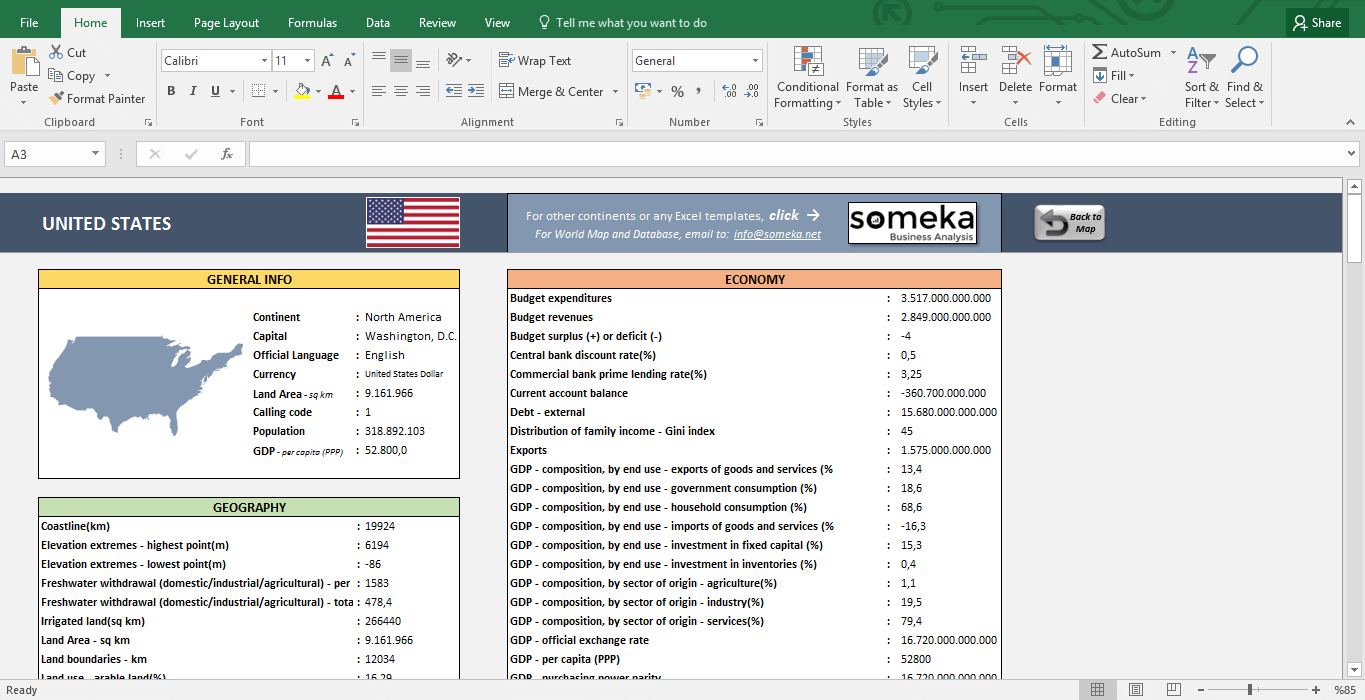 north american countries info list in excel free download american number format