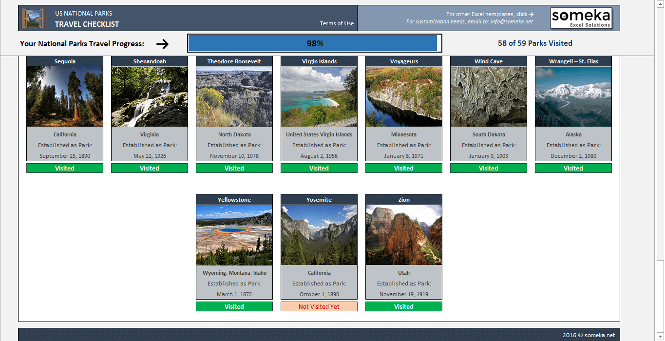 Printable Record of US Nationwide Parks - List of Countrywide picture relating to Printable List of National Parks called Printable Checklist of US Countrywide Parks - Listing of Nationwide
