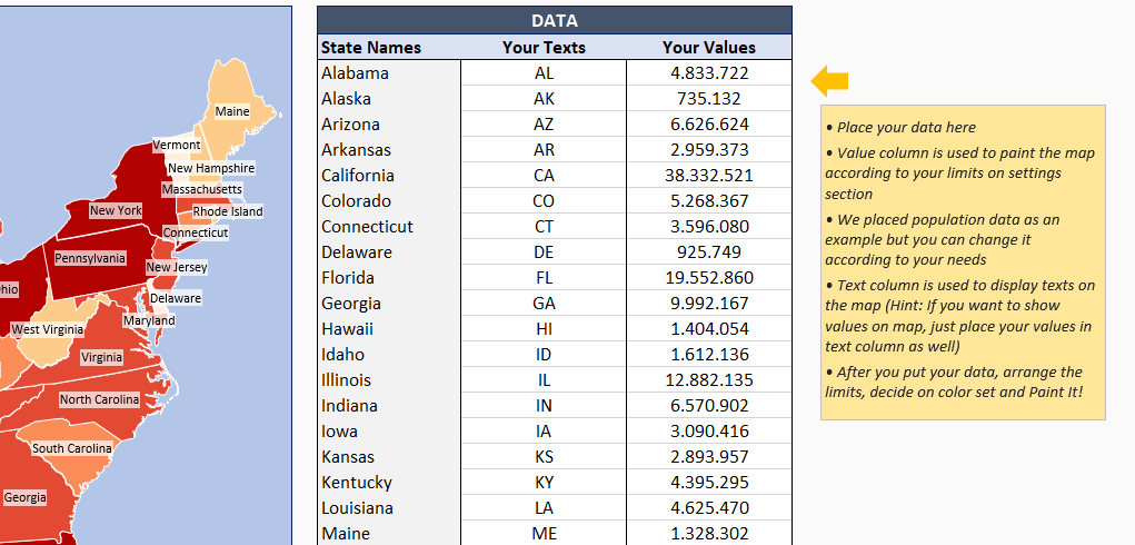 USA Geographic Heat Map Generator - Excel Template - Someka 2