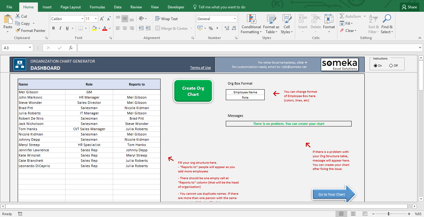 Organization Chart In Excel Free Download