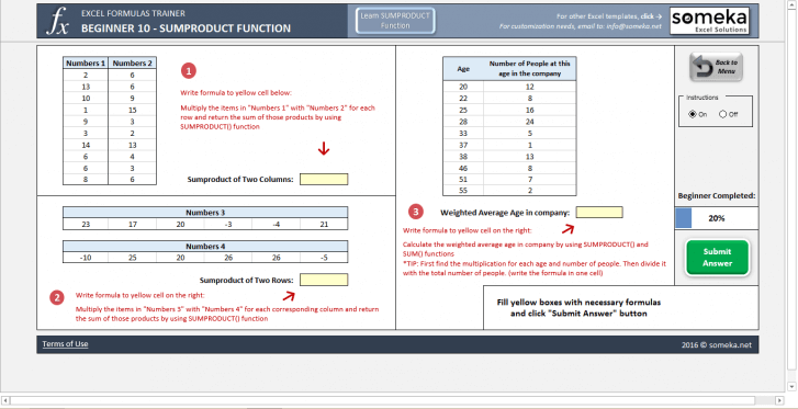 Excel Formulas Training Kit – Full Package - Someka SS14