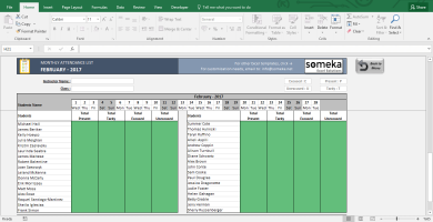microsoft excel student attendance template