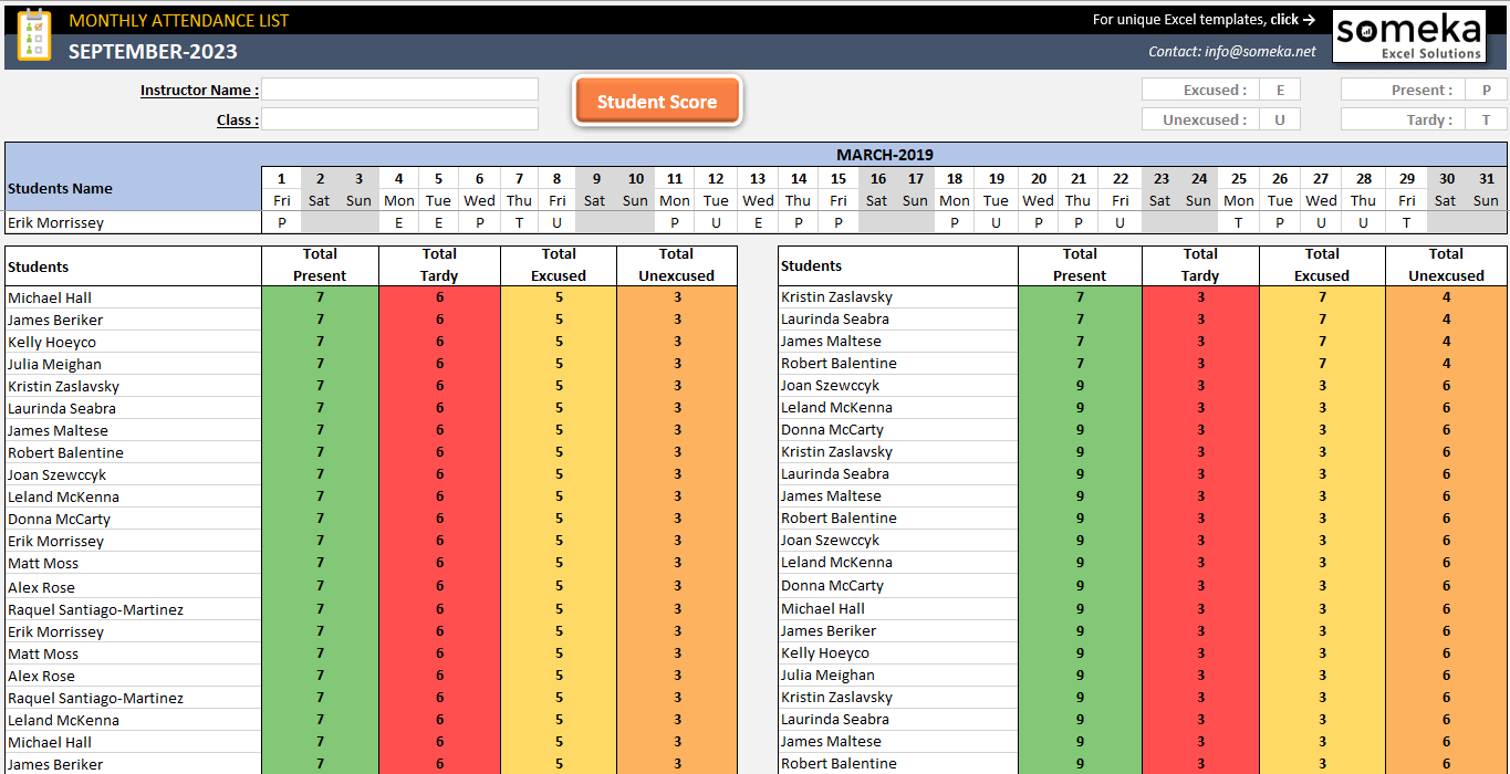 2025 Attendance Calendar Excel Barb Katinka