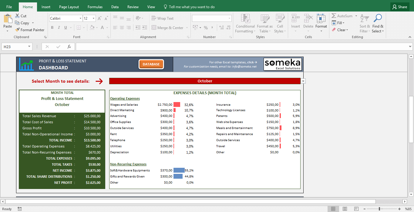 Profit And Loss Statement Template Free Excel Spreadsheet Profit And Loss Statement Template Free Excel Spreadsheet