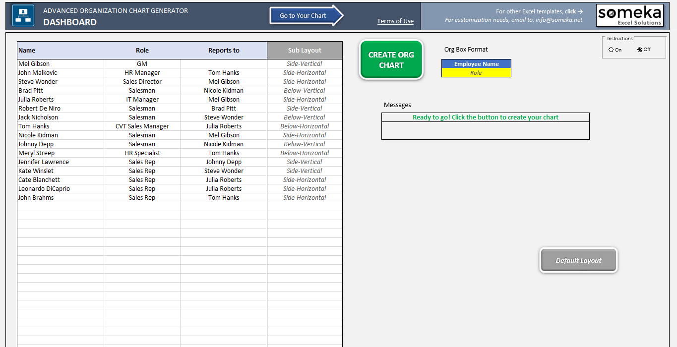 Create Organizational Chart In Excel