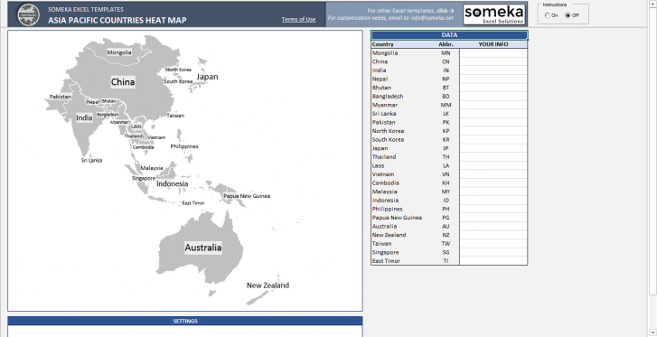 Asia Pacific Geographic Heat Map Generator - Someka SS11