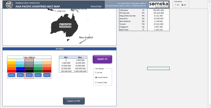 Asia Pacific Geographic Heat Map Generator - Someka SS12