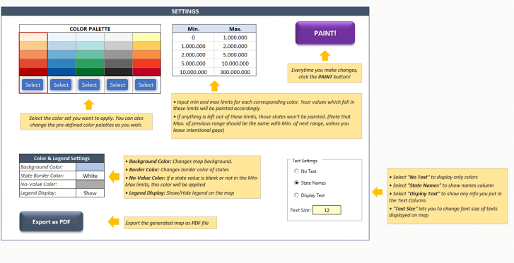 Someka Heat Map Excel Template Settings