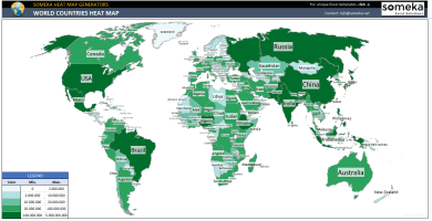 World Countries Heat Map Generator Excel Template