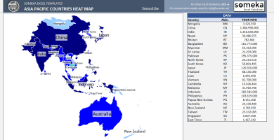 Asia Pacific Heat Map Generator Excel Template