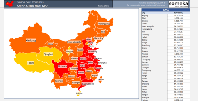 China Geographic Heat Map Generator Excel Template