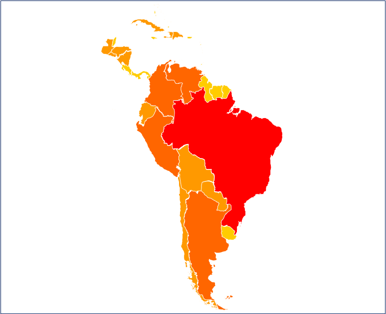 Central & South America Heat Map | Density Map in Excel