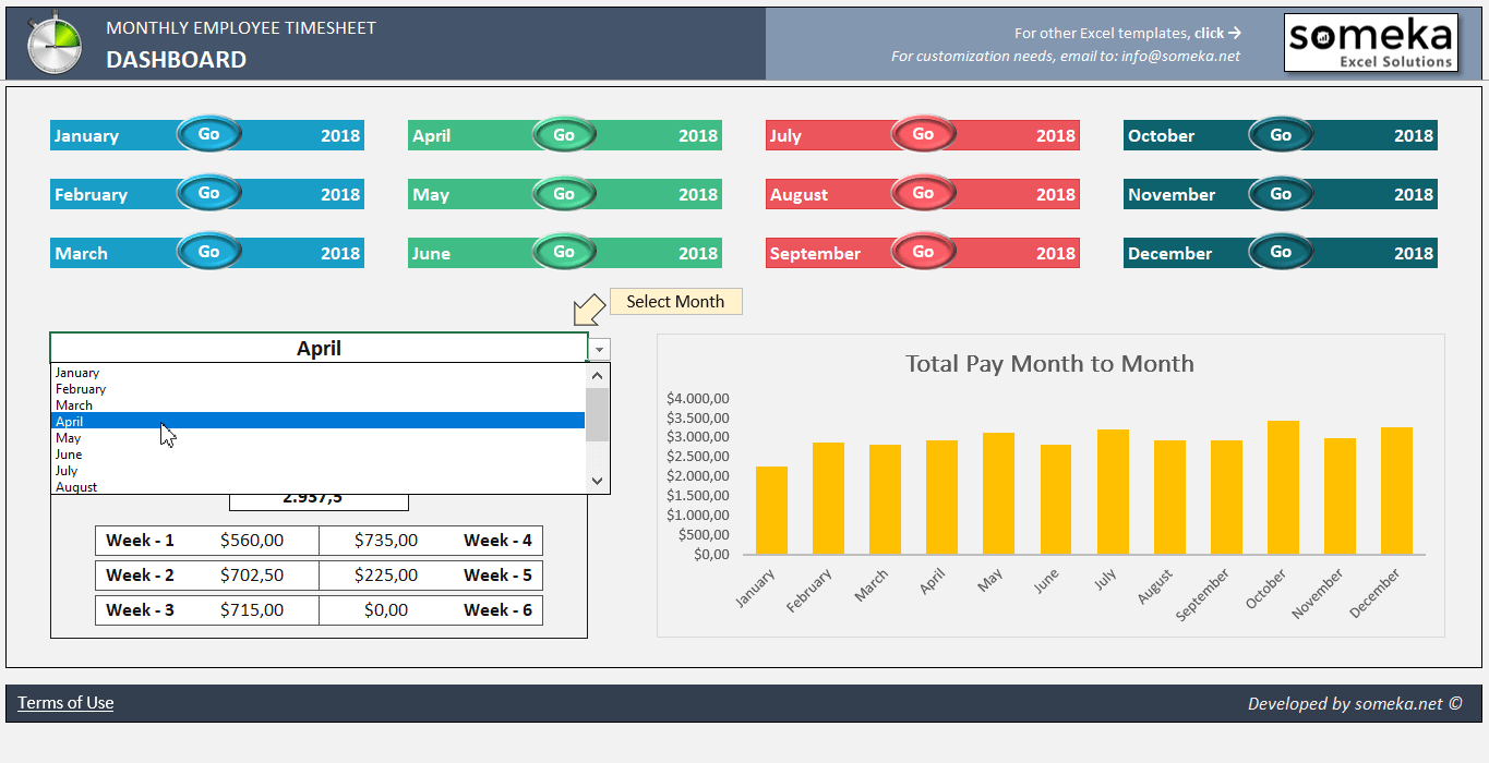 monthly employee timesheet template
