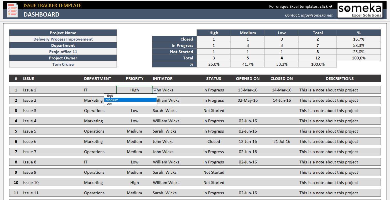 Fault Log Template