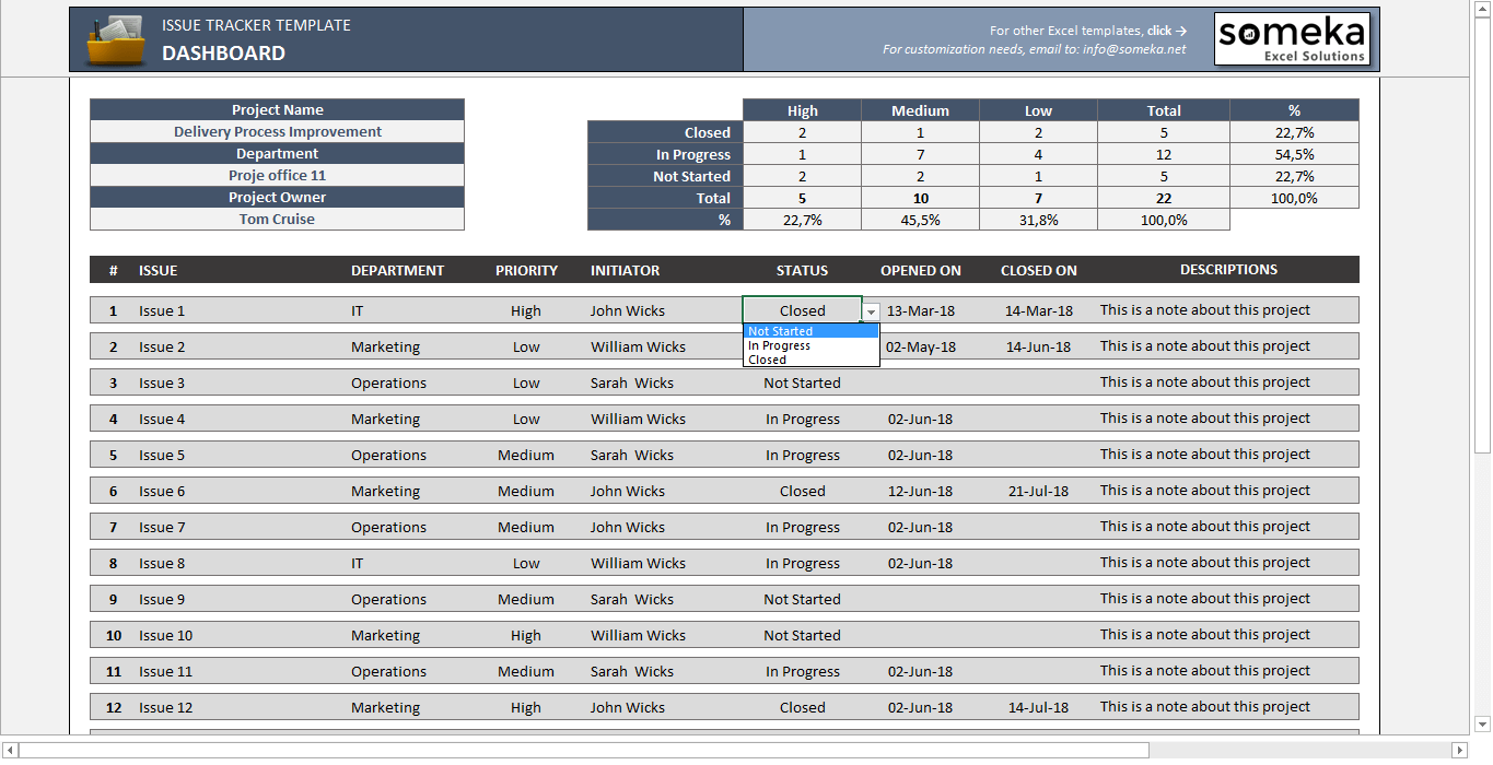 issue tracker free excel template to track project management issues