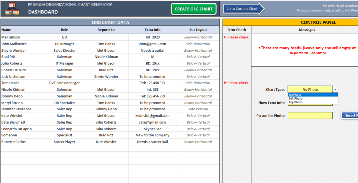 Automatic Org Chart Generator – Premium Version - Someka SS12