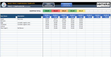 Vendor Comparison Excel Template