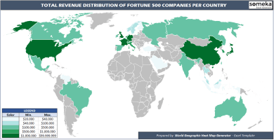 Fortune 500 Revenues World Heat Map - Someka Excel Solutions