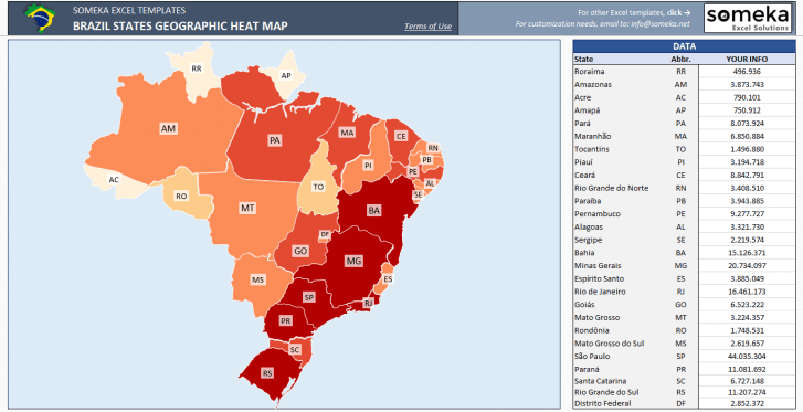 Brazil Heat Map Generator - Excel Template - Someka SS2