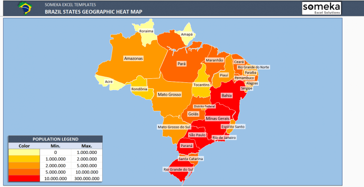 Brazil Heat Map Generator - Excel Template - Someka SS4