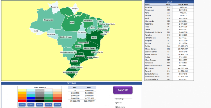 Brazil Heat Map Generator - Excel Template - Someka SS6