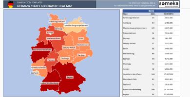 Germany Geographic Heat Map Generator Excel Template