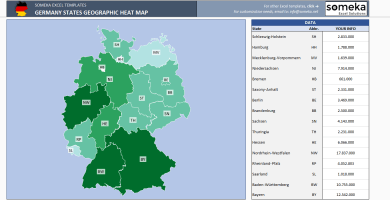 Germany Heat Map Generator - Excel Template - Someka SS2