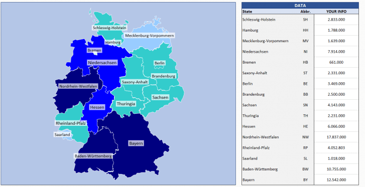 Germany Heat Map Generator - Excel Template - Someka SS6