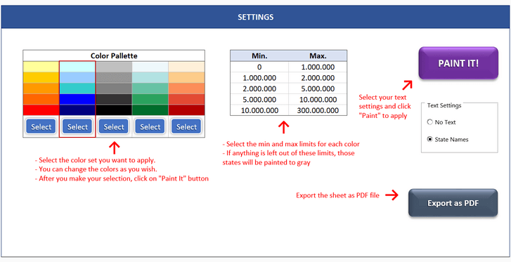 Italy Heat Map Generator - Excel Template - Someka SS5