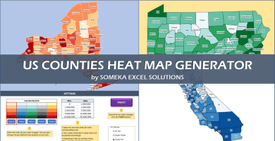 US County Heat Map Generator Excel Templates