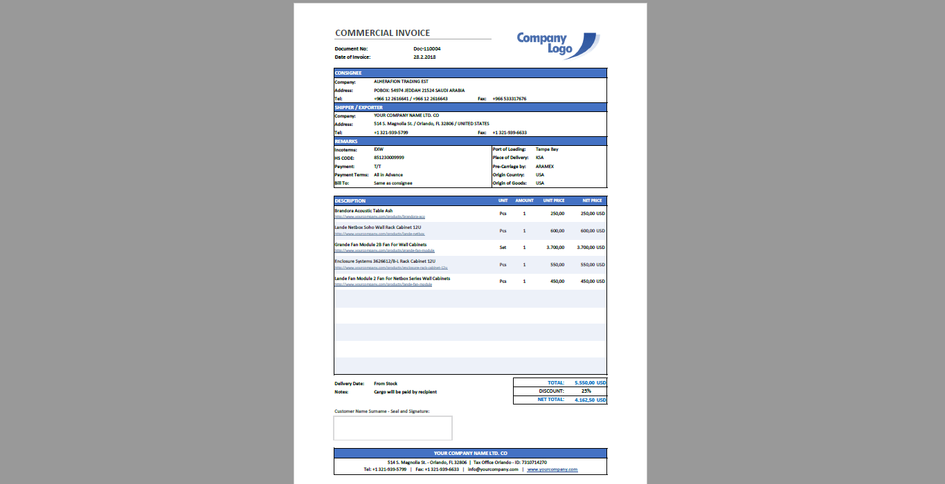 Commercial invoice - templates.office.com Commercial invoice template excel