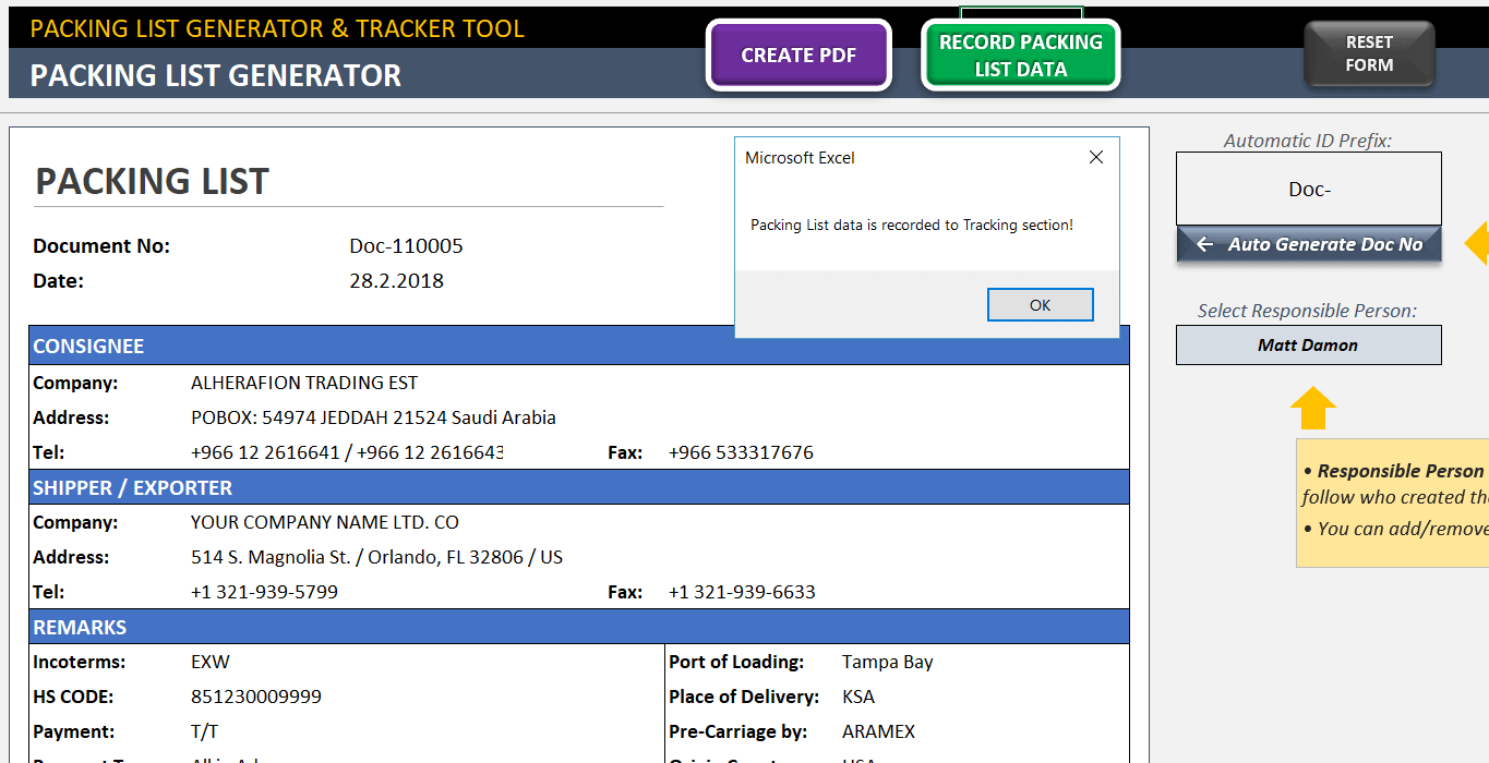 packing list generator tracker create a packing slip