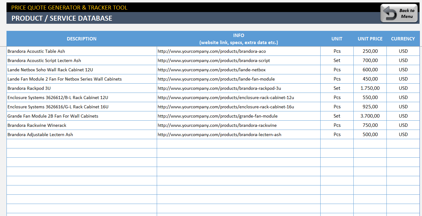 price quote generator tracker quoting a price